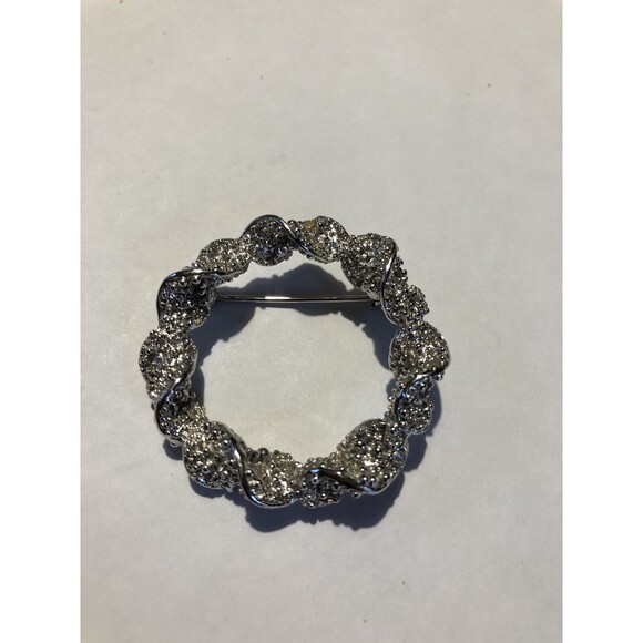 VINTAGE EMMONS SILVER TONE TWISTED WREATH BROOCH PIN - Picture 1 of 6